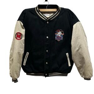Vintage Mickey Mouse True Blue Classic Embroidered Varsity Bomber Jacket XL